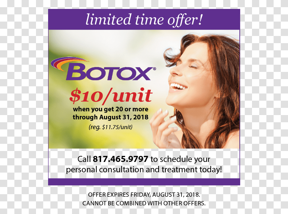 Limited Time Offer On Botox Botox, Person, Poster, Advertisement, Flyer Transparent Png