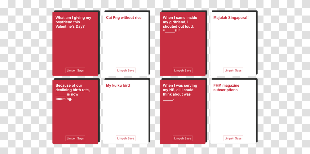 Limpeh Says Cards Against Humanity Card Against Humanity Valentines, Home Decor, Label, People Transparent Png
