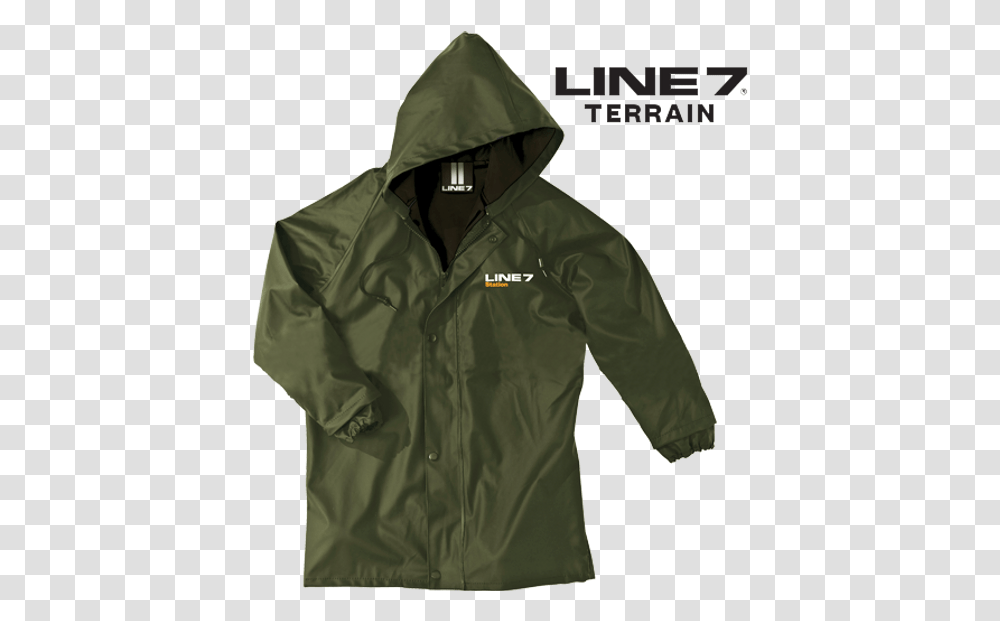 Line 7 Station Green Rain Jacket Australia Hooded, Clothing, Apparel, Coat, Raincoat Transparent Png