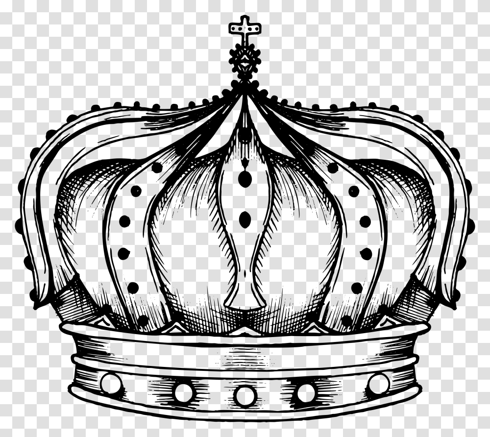 Line Art Clipart Vintage King Crown Clipart Black And White, Gray, World Of Warcraft Transparent Png