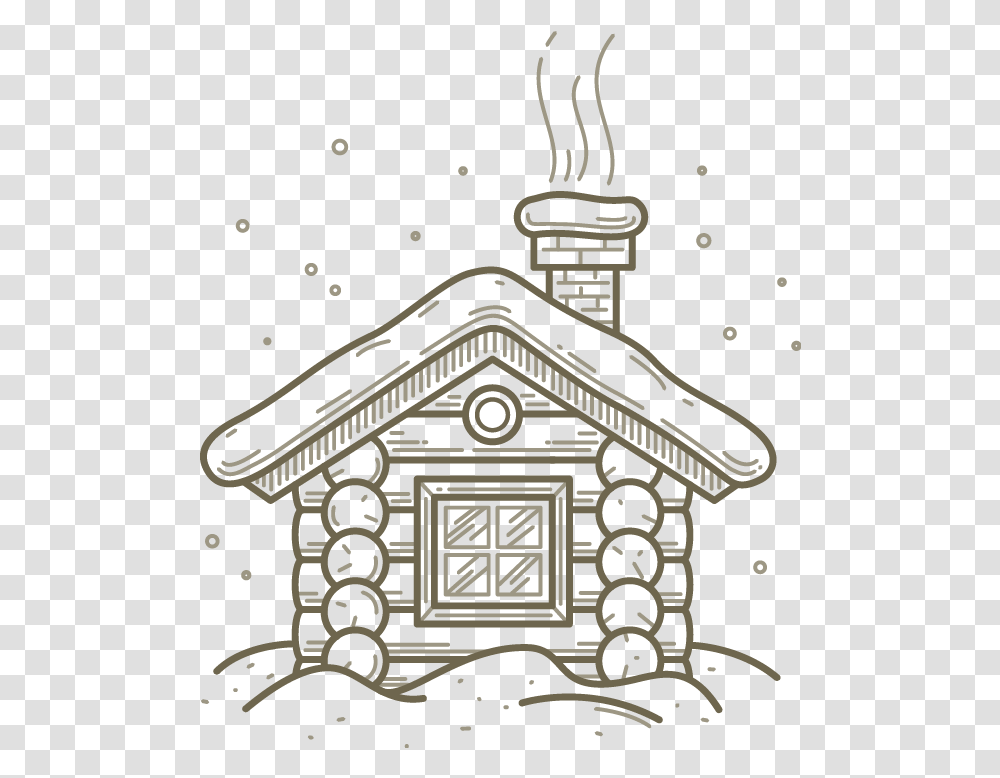 Line Art Hand House With Chimney Drawing, Housing, Building, Cabin, Log Cabin Transparent Png