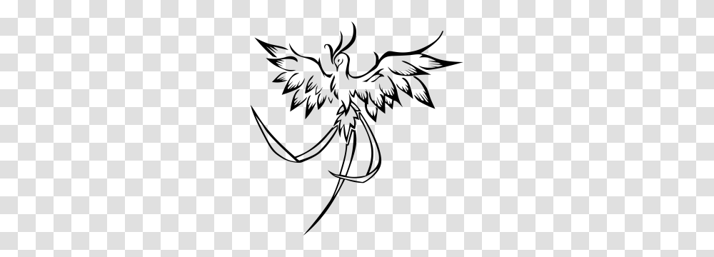 Line Art Phoenix Bird Vector Clipart Bird Free Clipart Free, Gray Transparent Png