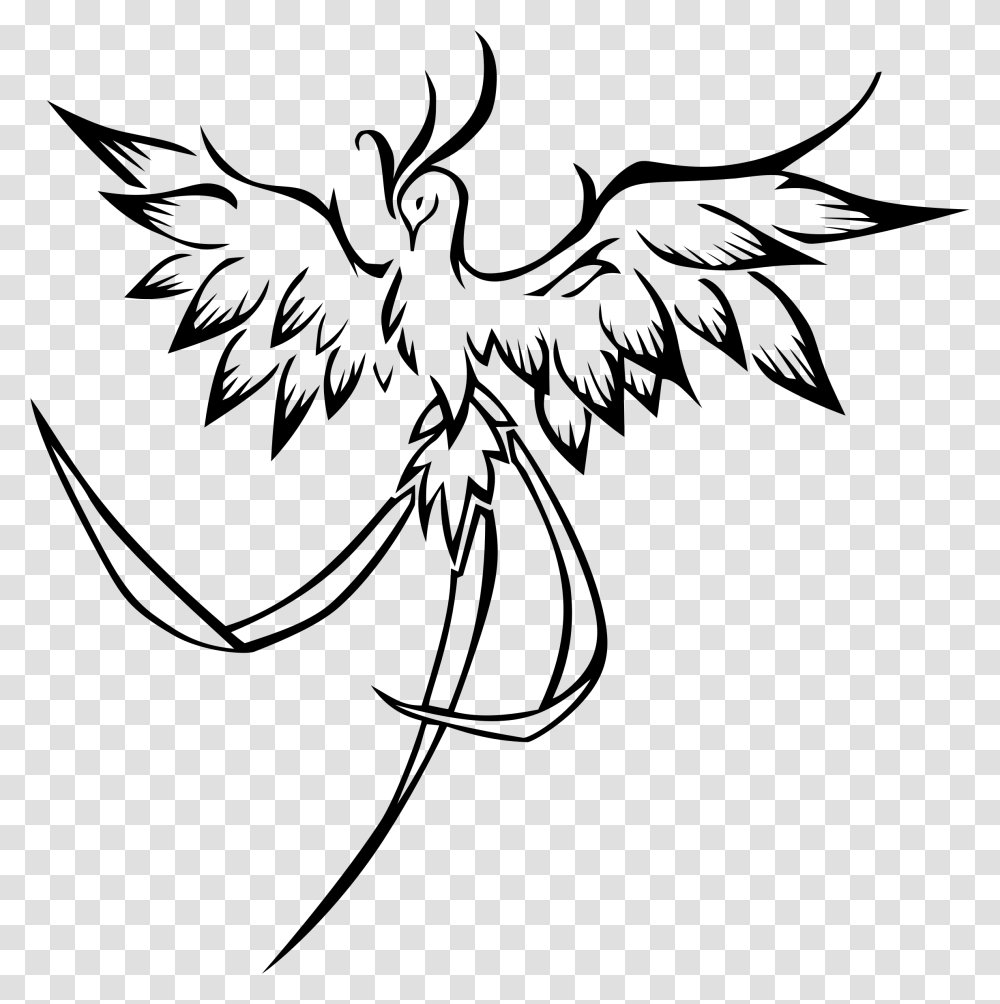 Line Art Phoenix Bird Vector Clipart Image, Logo, Trademark Transparent Png