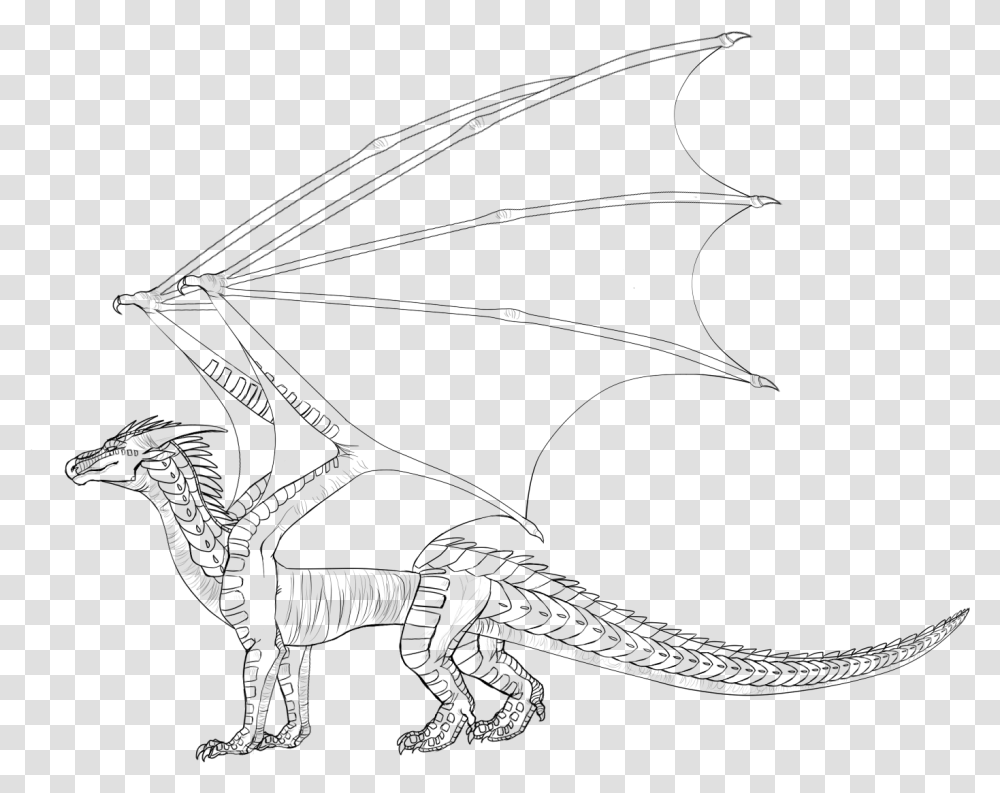 Line Art Wings Of Fire Drawing Dragon Dragon Lineart Base, Gray, World Of Warcraft Transparent Png
