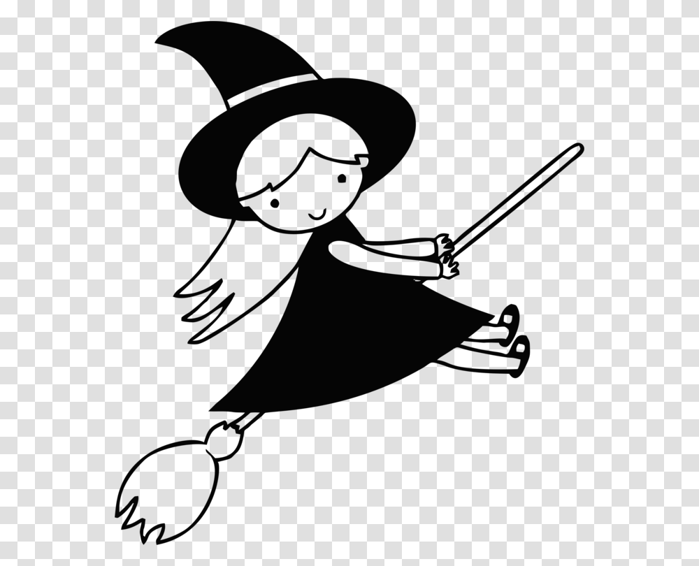 Line Art Witchcraft Drawing Witch Flying Cartoon, Person, Silhouette, Leisure Activities, Musician Transparent Png