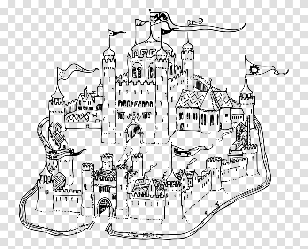 Line Artdiagramurban Design Coloring Pages Medieval Castles, Gray, World Of Warcraft Transparent Png