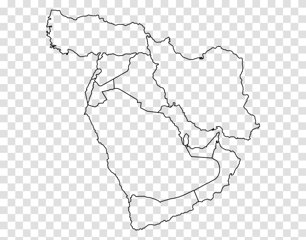 Line Artlineangle Blank Middle East Map, Gray, World Of Warcraft Transparent Png