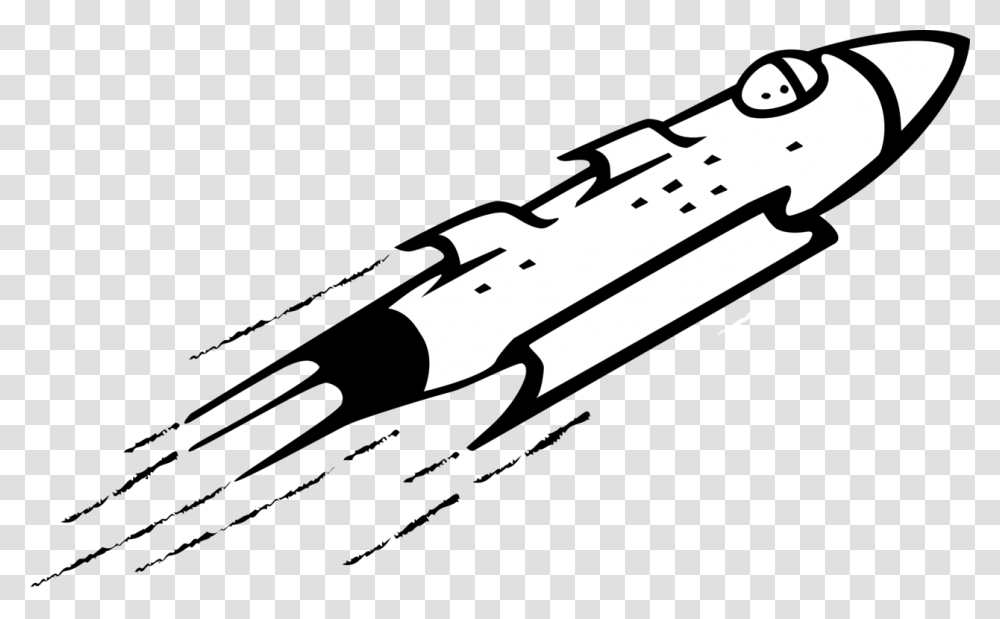 Line Artmusicangle Rocket Clip Art Black And White, Transportation, Vehicle, Spaceship, Aircraft Transparent Png