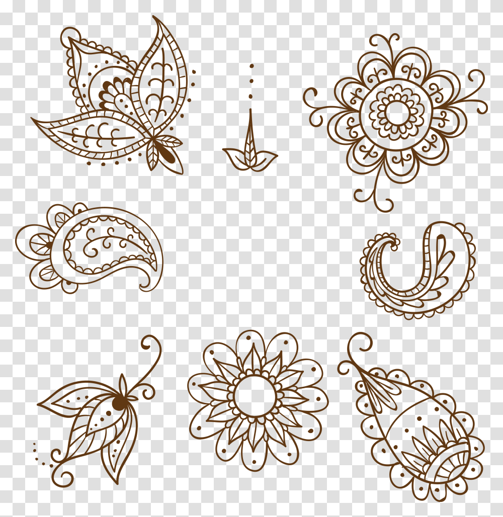 Line Artsfloral Designcoloring Bookcircleplantblack Henna Tattoo Pattern, Paisley Transparent Png
