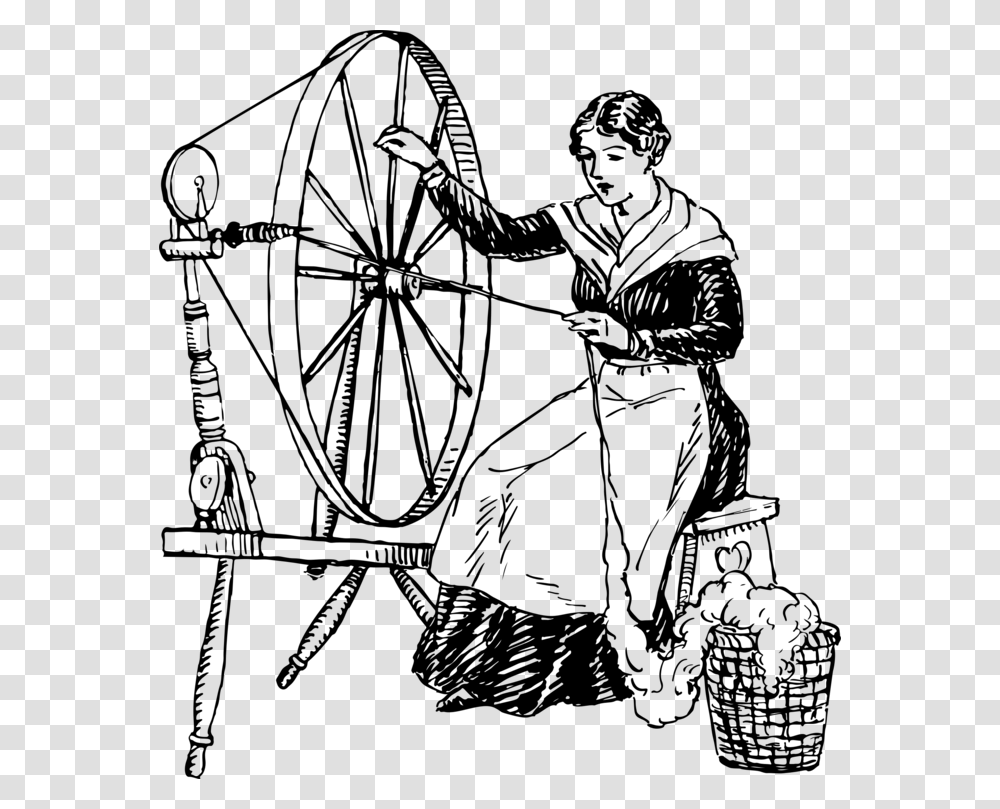 Line Artspinningcoloring Book Spinning Wheel Clipart, Gray, World Of Warcraft Transparent Png