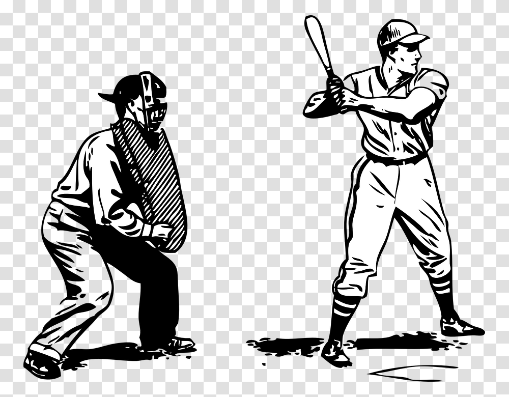 Line Artstandingbaseball Playerarmsolid Swing Batclip Umpire Baseball Clipart, Person, Human, People, Sport Transparent Png