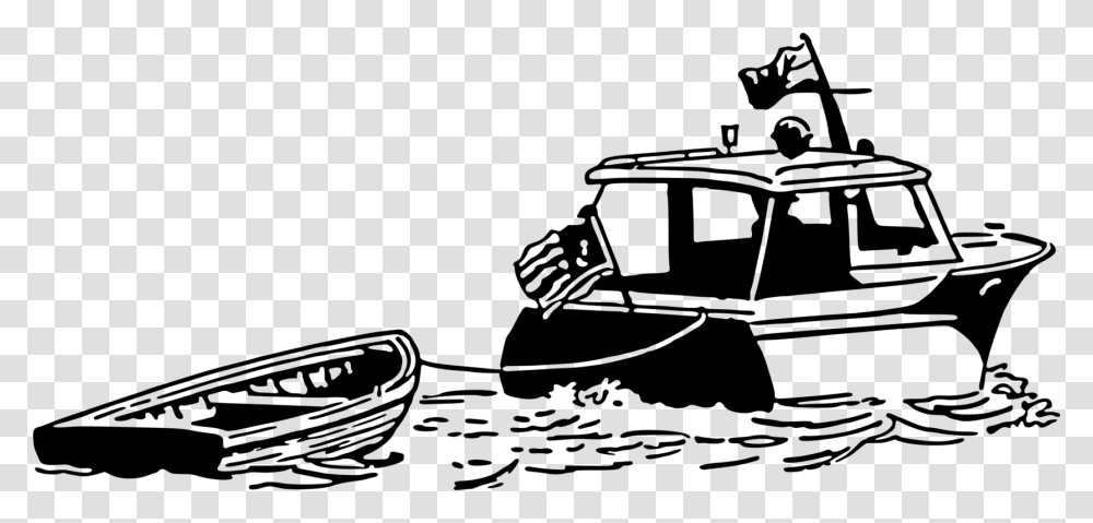 Line Artstylecoloring Book Boat Pulling Another Boat, Gray, World Of Warcraft Transparent Png