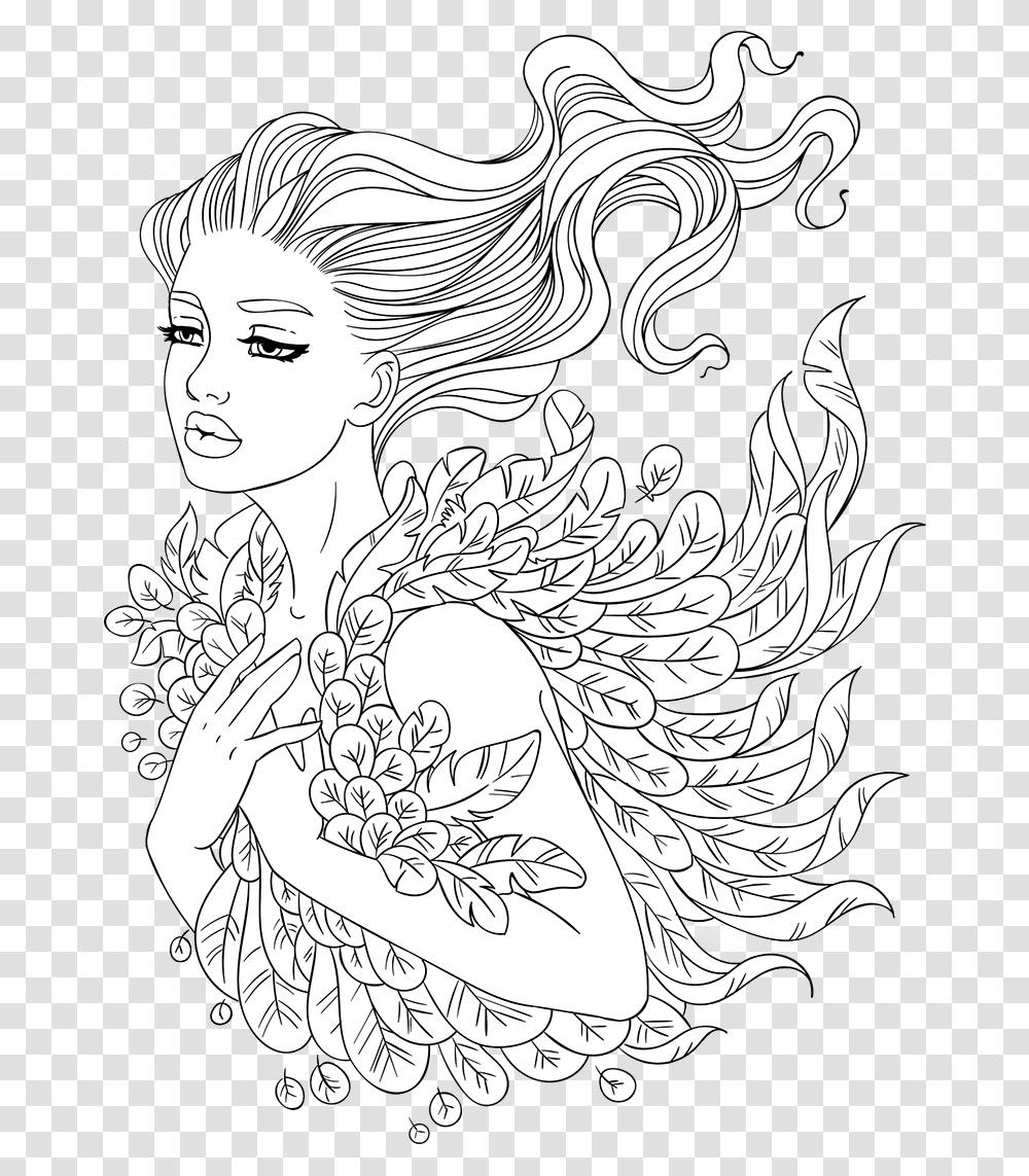 Line Artsy Free Adult Coloring Pages For Adults Hd, Drawing, Doodle, Sketch, Face Transparent Png