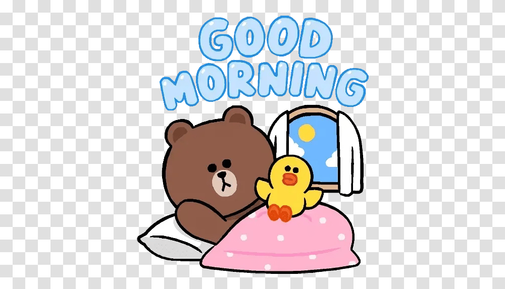 Line Cute And Soft Whatsapp Stickers Stickers Cloud Cony And Brown Good Morning, Giant Panda, Animal, Toy, Teddy Bear Transparent Png