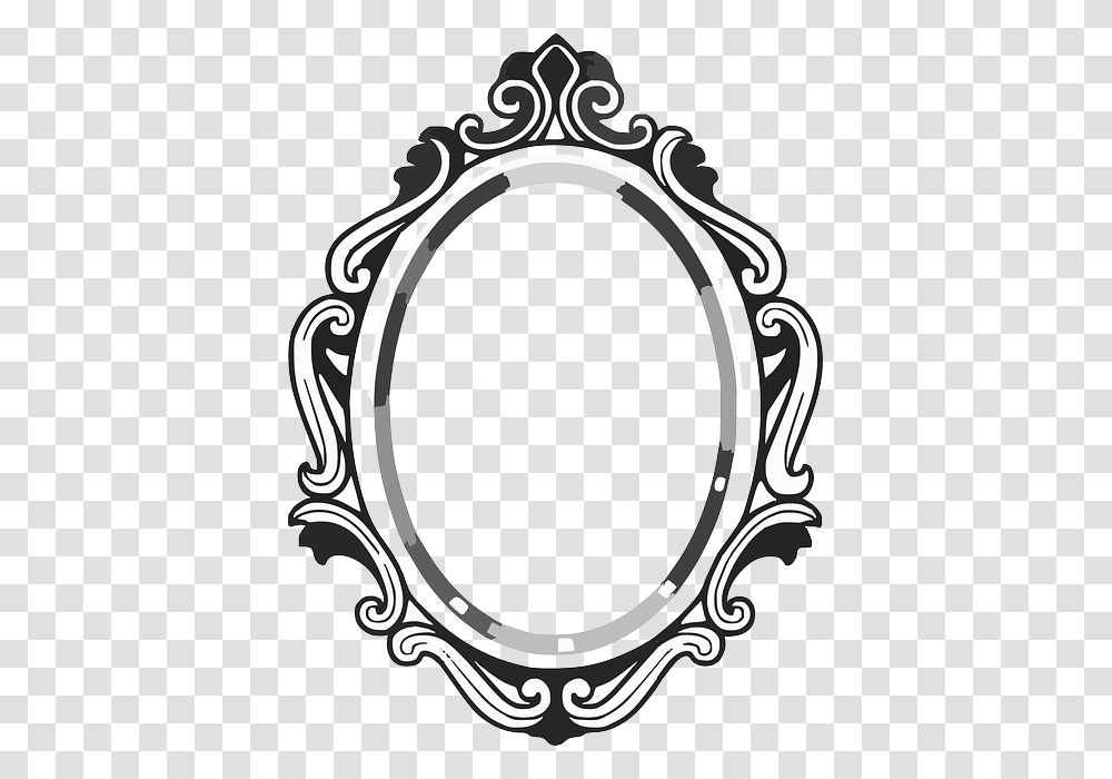 Line Drawing Mirror Frame, Oval Transparent Png