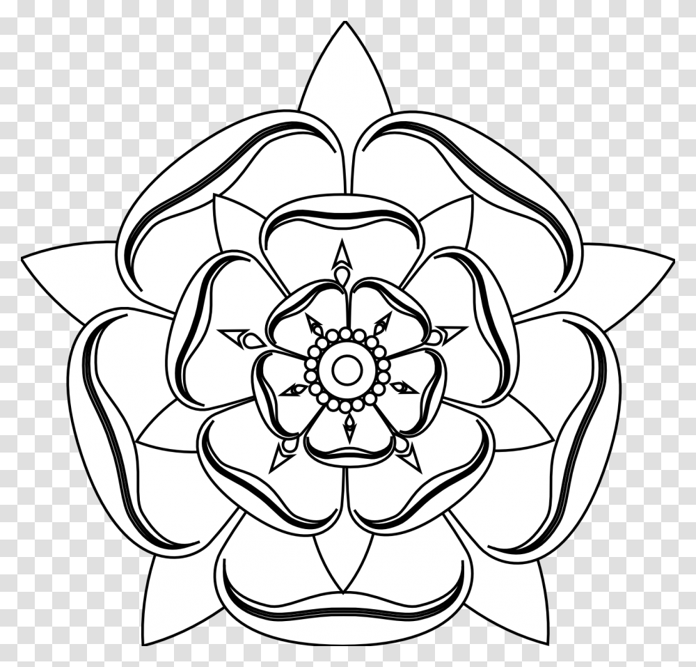 Line Drawing Tudor Rose, Pattern, Ornament, Floral Design Transparent Png