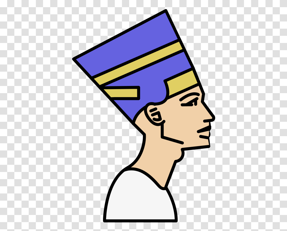 Line Egyptian Head Drawing Nefertiti Clipart, Hand, Text, Label, Prayer Transparent Png