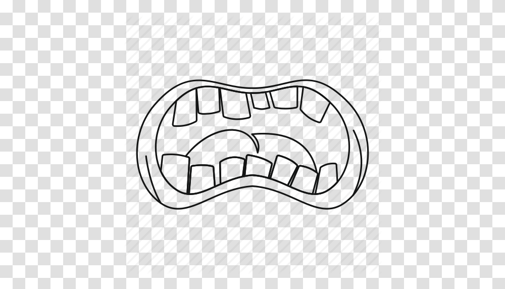 Line Monster Mouth Outline Teeth Thin Zombie Icon, Apparel, Outdoors Transparent Png