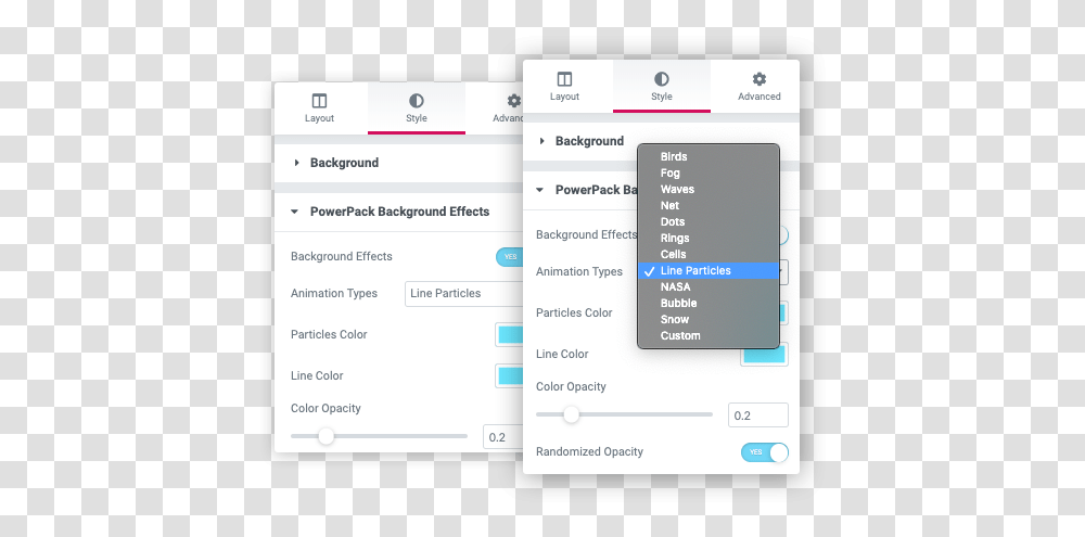 Line Particles Powerpack For Elementor Screenshot, Text, File, Menu, Mobile Phone Transparent Png