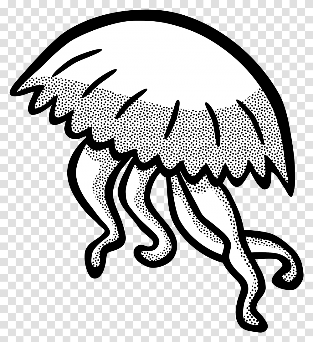 Lineart Clip Arts Jellyfish Clipart Black And White, Animal, Mammal, Sea Life, Helmet Transparent Png