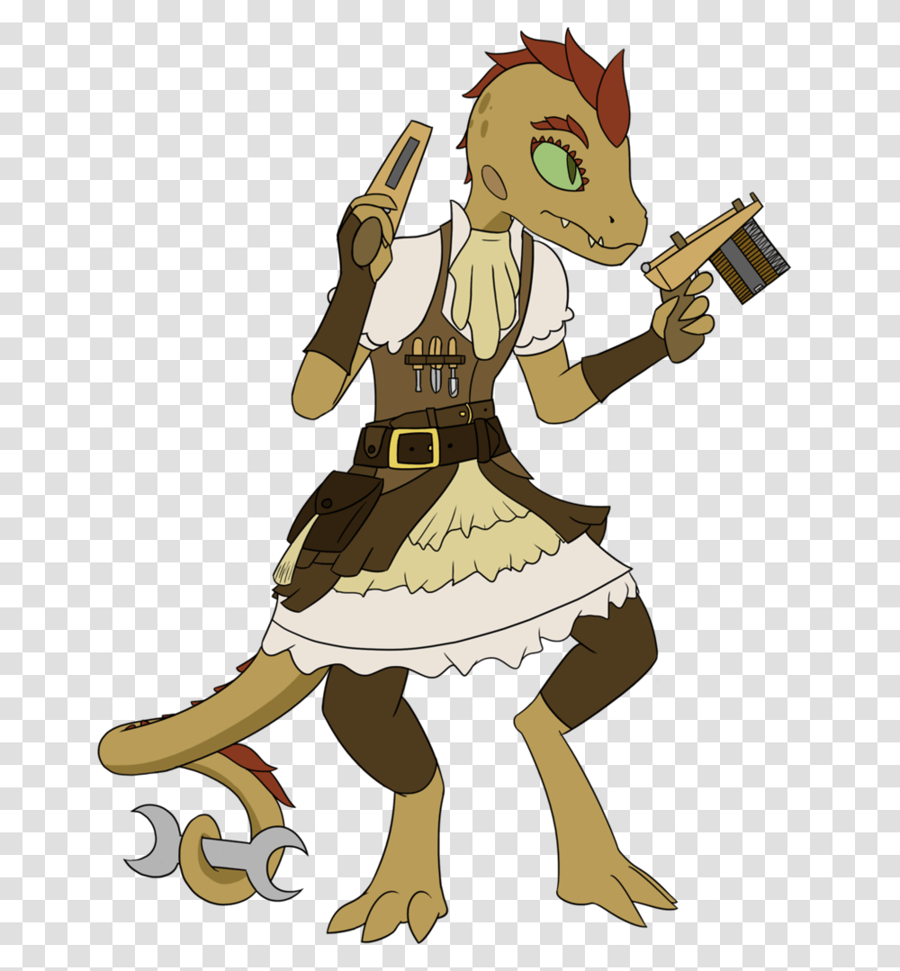 Lineart Female Kobold And A Human, Person, Drawing, Photography, Musical Instrument Transparent Png