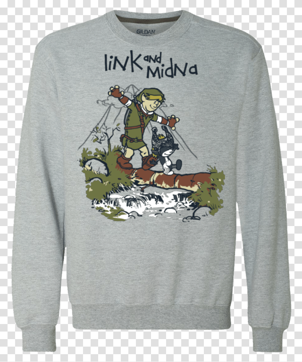 Link And Midna Premium Crewneck Sweatshirt Calvin And Hobbes Parody, Apparel, Sweater, Sleeve Transparent Png