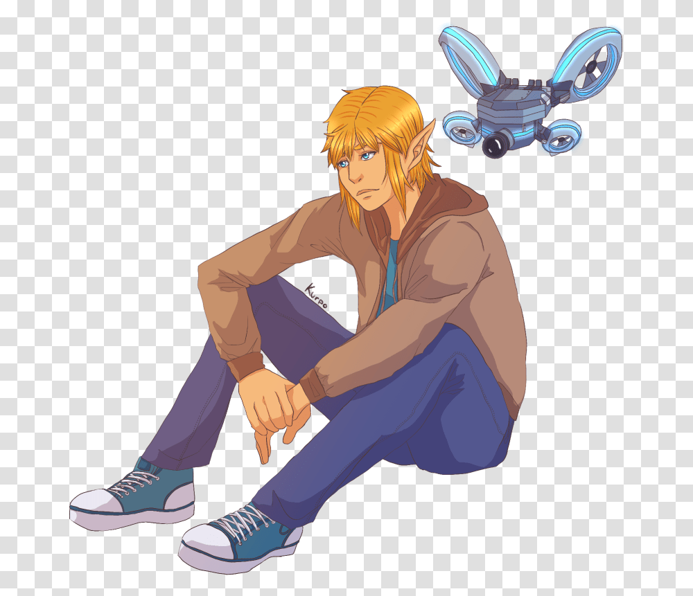 Link And Navi Sitting, Person, Human, Shoe, Footwear Transparent Png
