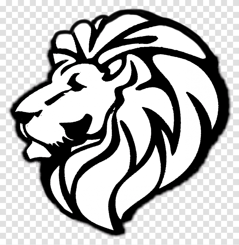 Lion Animals Petsandanimals Animal Lions Wild Blackandw White Lion Logo, Stencil, Spiral, Plant, Pattern Transparent Png