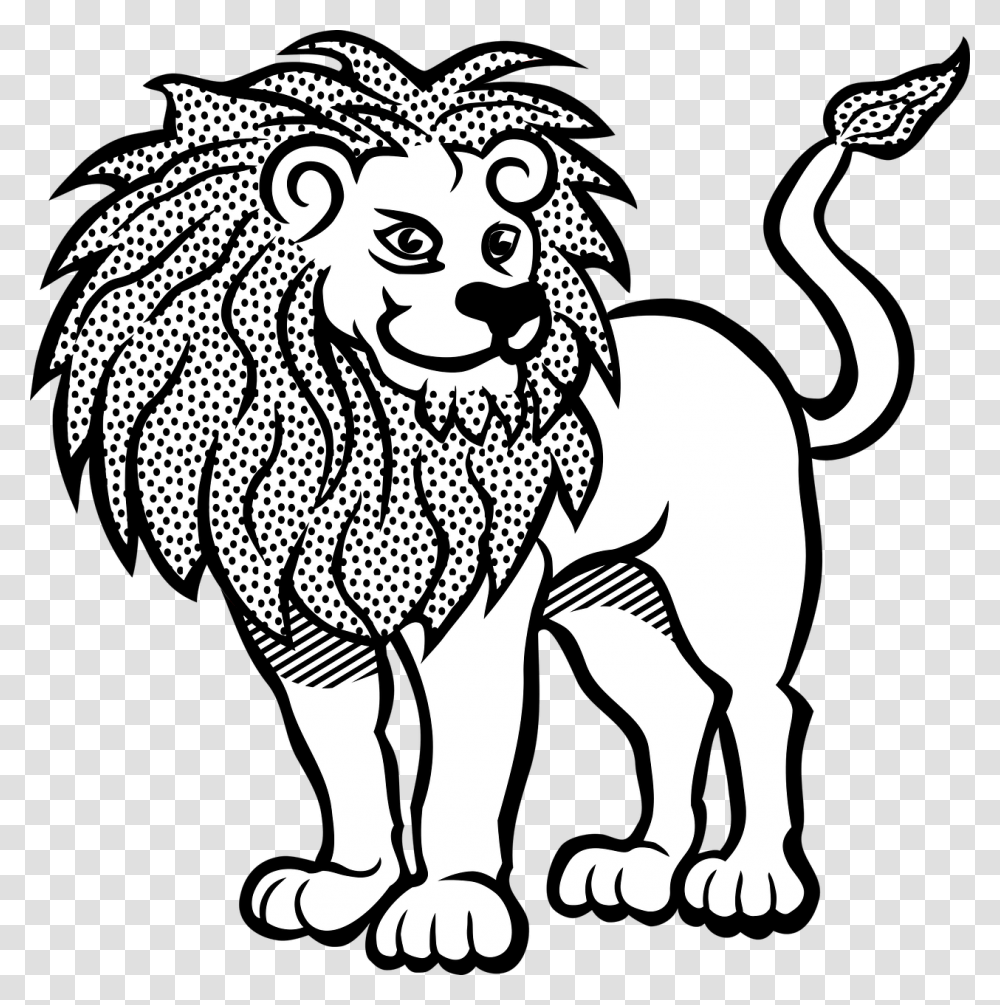 Lion Black And White Clipart, Wildlife, Mammal, Animal, Face Transparent Png