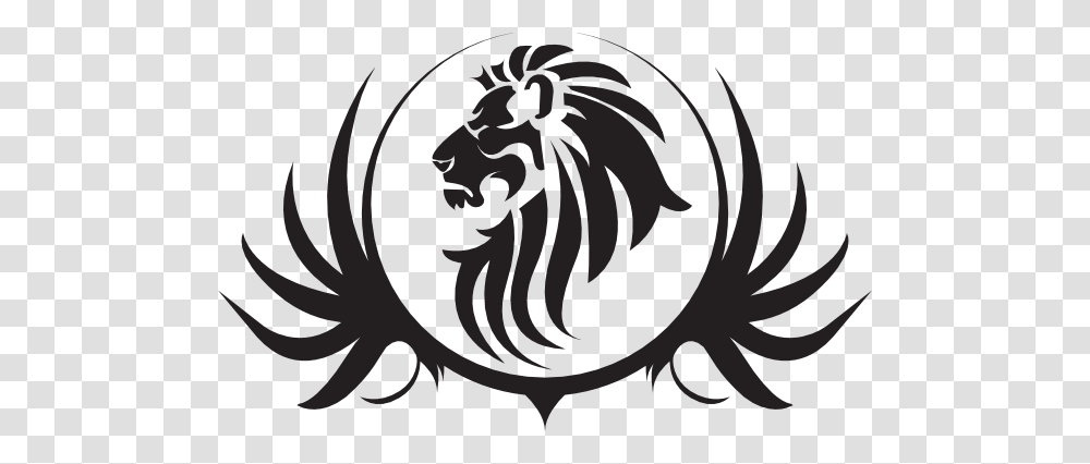 Lion Black And White Lion Face Clipart Black And White Cats, Stencil, Logo, Trademark Transparent Png