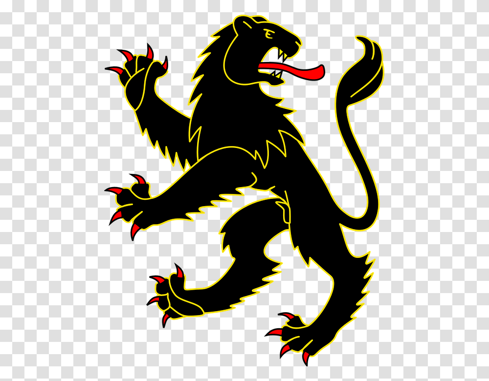 Lion Black Gold Tongue Claws Power Danger, Dragon Transparent Png