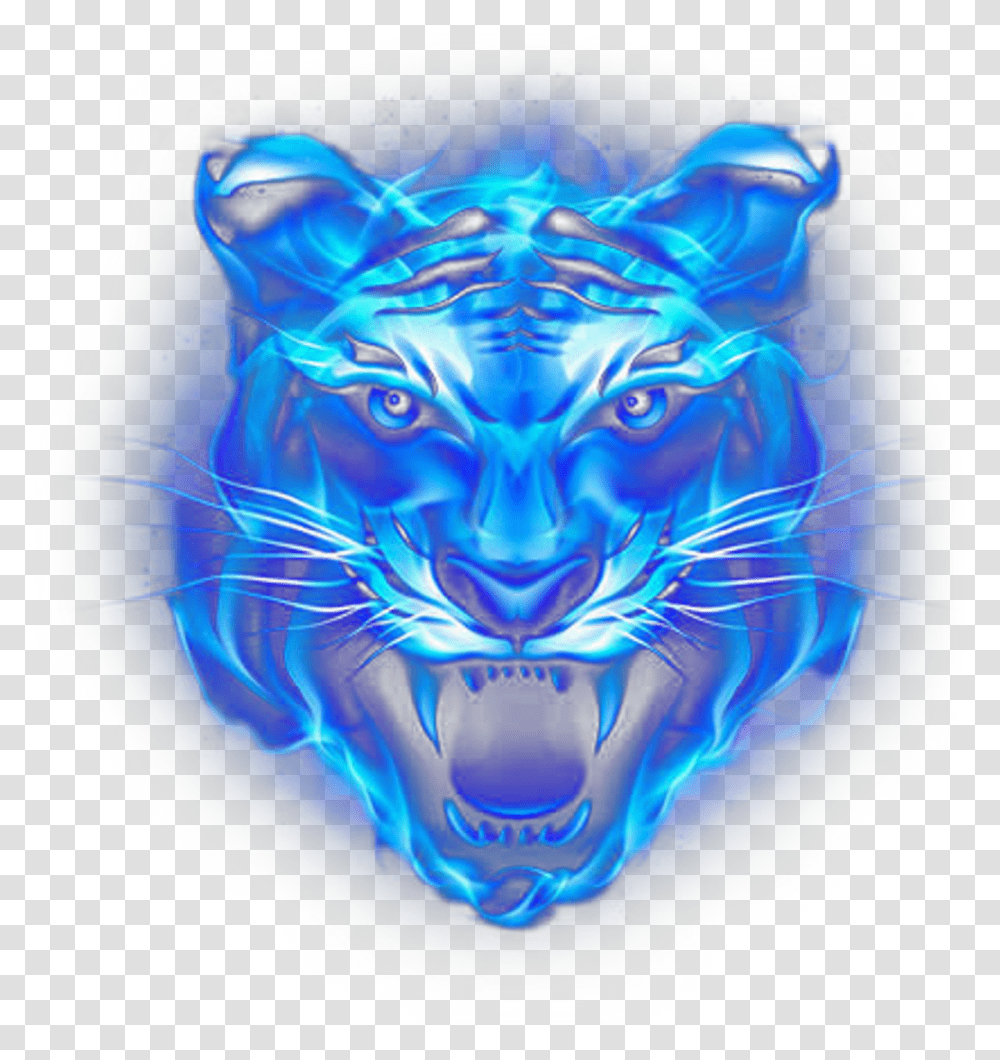 Lion Blue Fire Water Metallic Neon Light Blue Neon Tiger Head, Sphere, Bowling, Sport, Sports Transparent Png