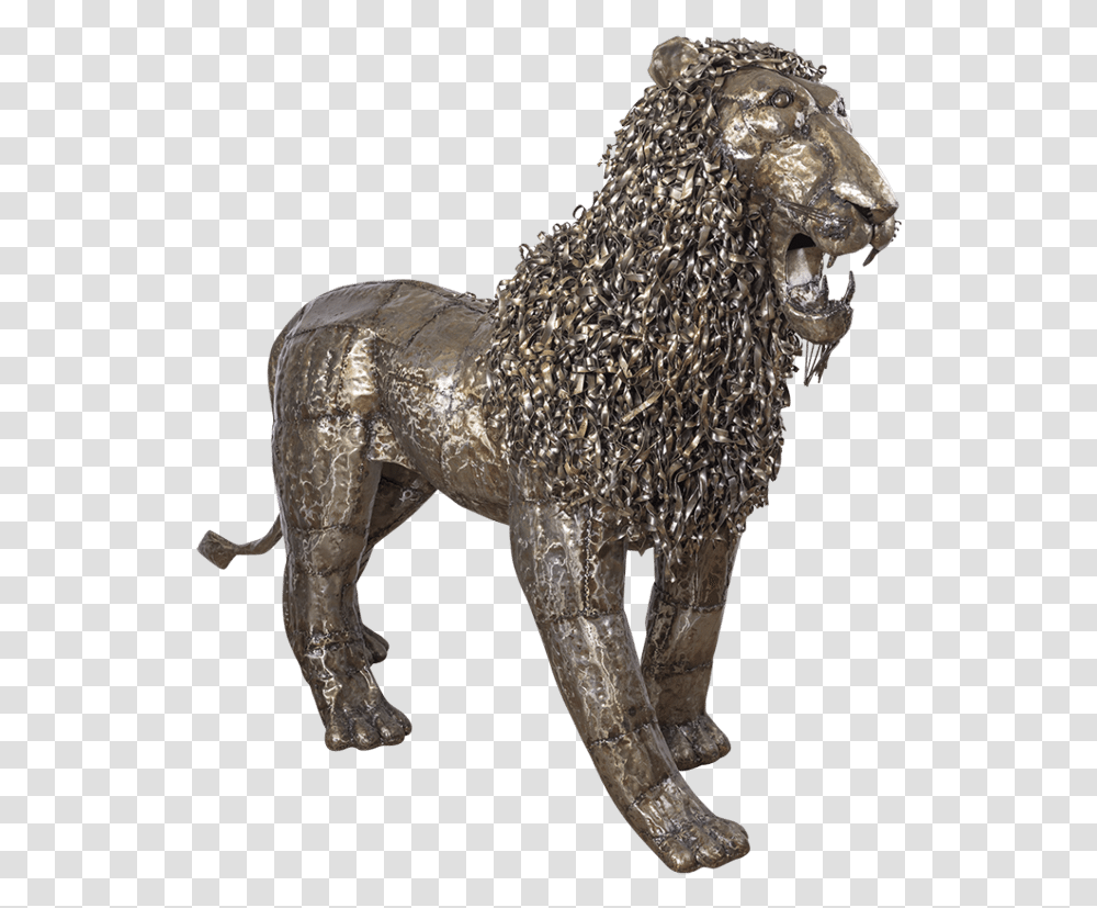 Lion Bronze Sculpture, Dinosaur, Reptile, Animal Transparent Png