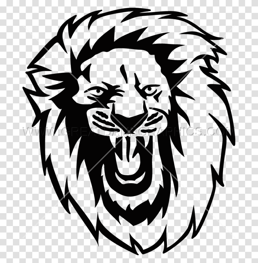 Lion Clipart Black And White Drawn Lion Roaring, Painting, Emblem Transparent Png