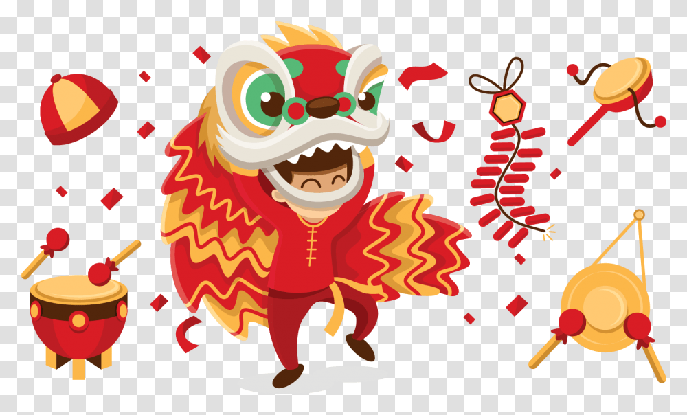 Lion Dance Chinese New Year Dragon Chinese Lion Chinese New Year Clipart, Graphics, Costume, Face, Halloween Transparent Png