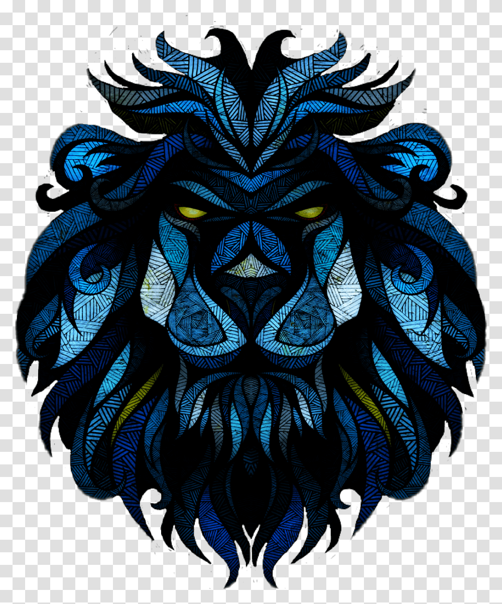 Lion Geometric Badass Fierce Wild Bigcat Stickers Blue Abstract Lion, Painting, Modern Art, Pattern Transparent Png