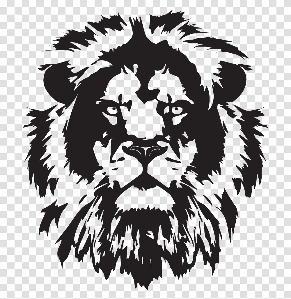 Lion Head Clipart Black And White Lion Silhouette, Stencil, Face, Mammal, Animal Transparent Png