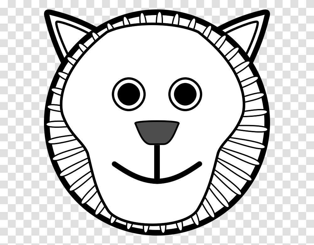 Lion Head Clipart For Kids Black And White, Label, Sea Life, Animal Transparent Png