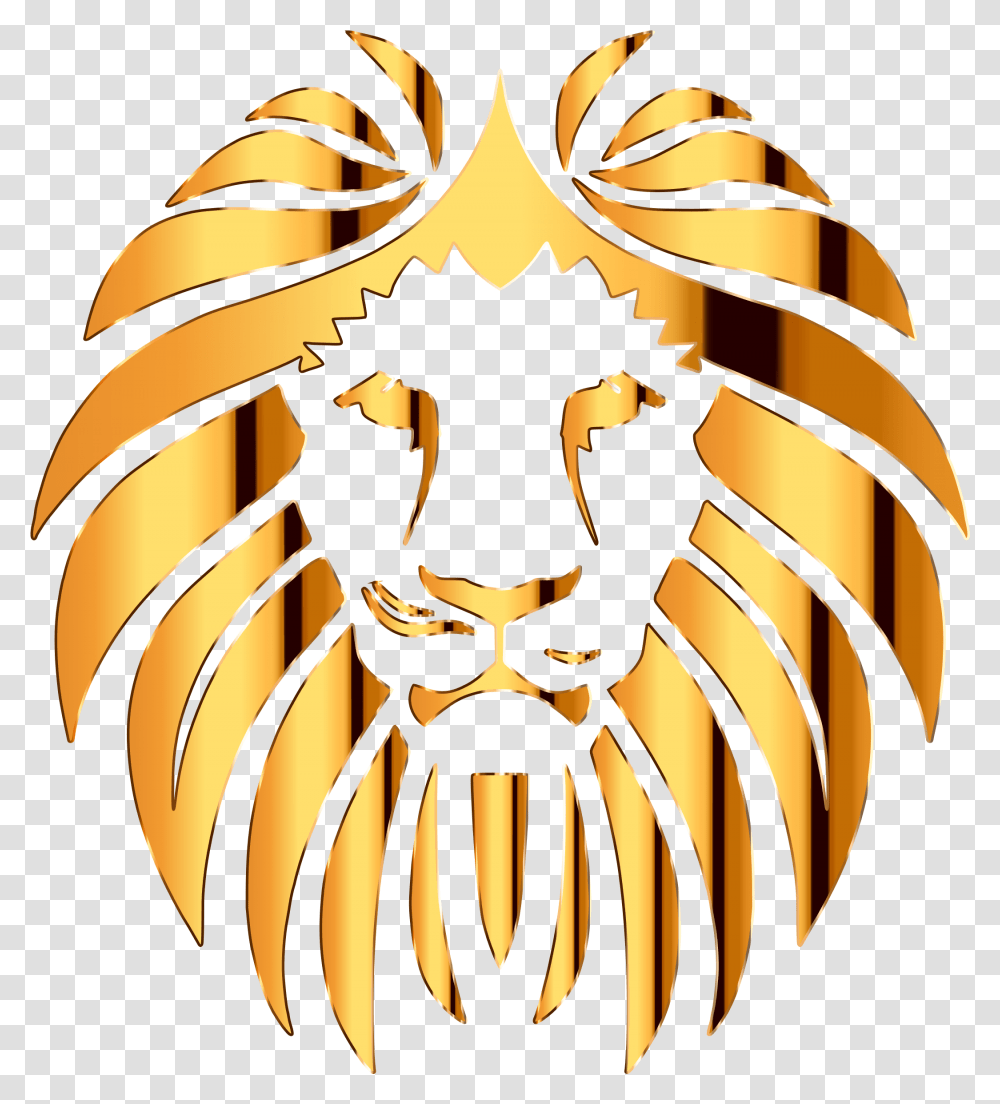 Lion Head Clipart No Background Background Gold Lion Logo, Symbol, Emblem, Armor, Halloween Transparent Png