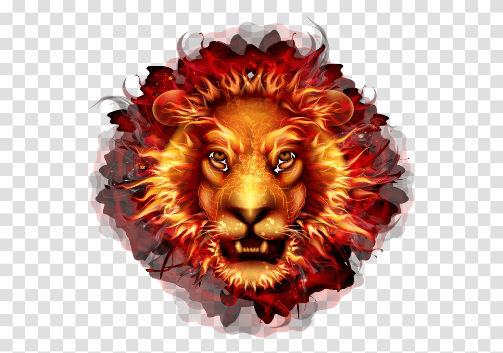 Lion Head Fire Lion, Ornament, Pattern, Fractal, Photography Transparent Png