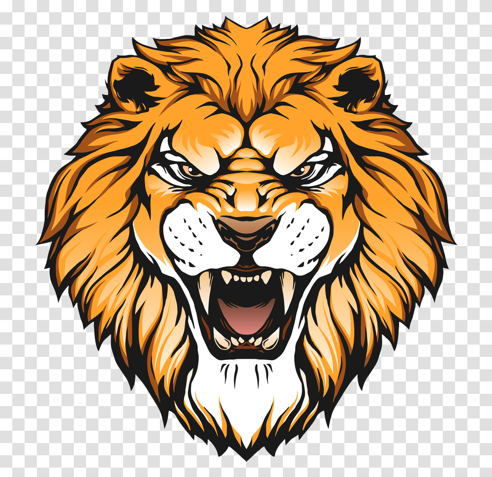 Lion Head Image With No Background Roaring Cartoon Lion Head, Mammal, Animal, Wildlife, Tiger Transparent Png
