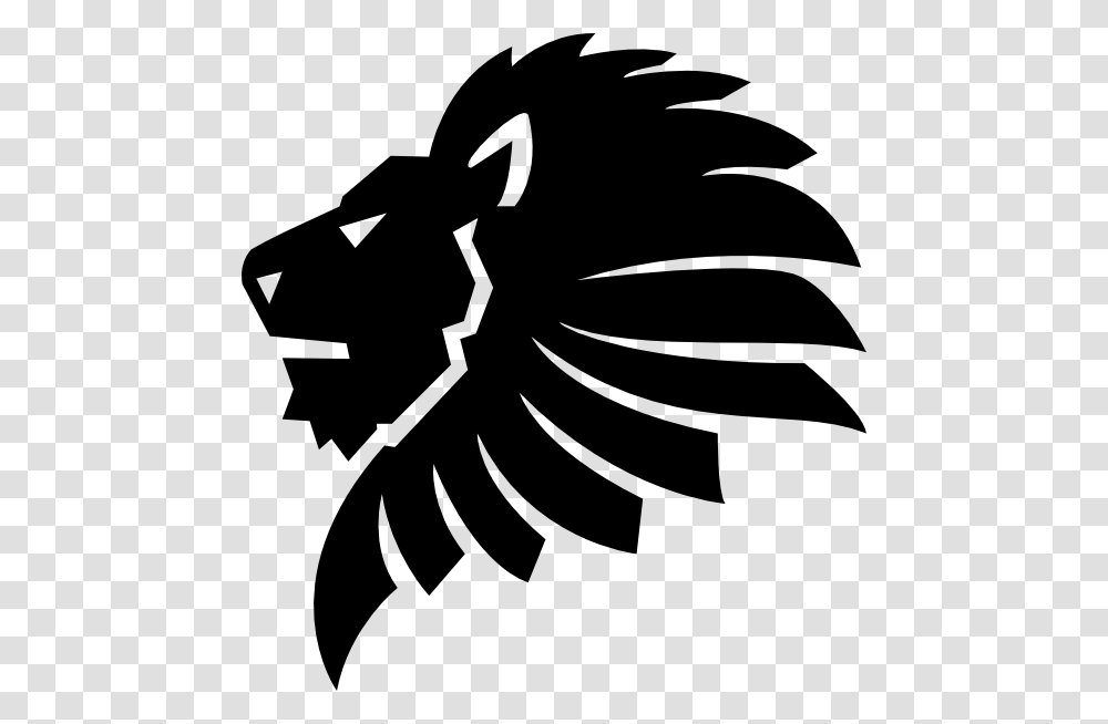 Lion Head In Black, Stencil Transparent Png