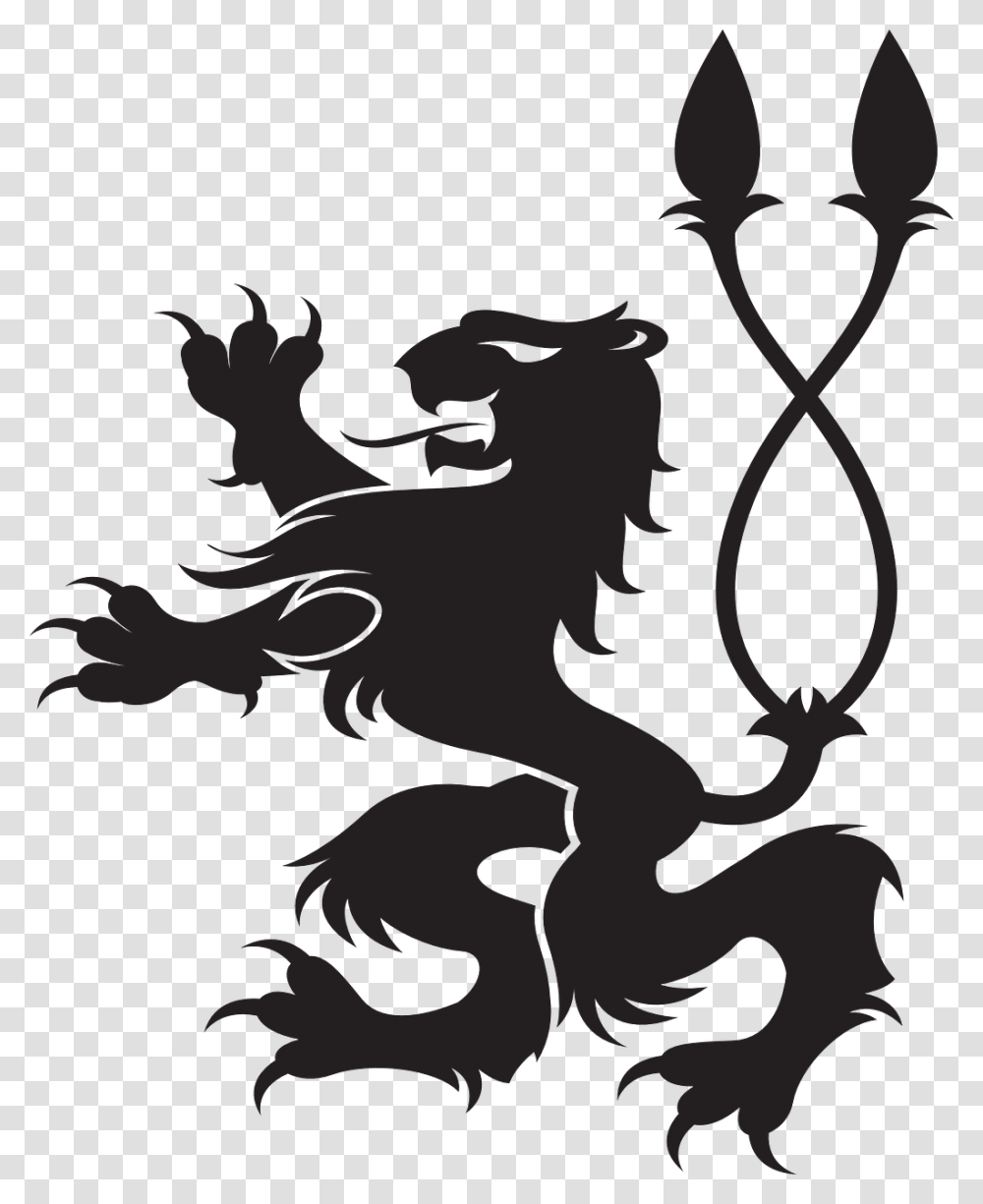 Lion Heraldic Animal Double Tail Free Picture Lion Coat Of Arms, Dragon, Silhouette, Stencil Transparent Png