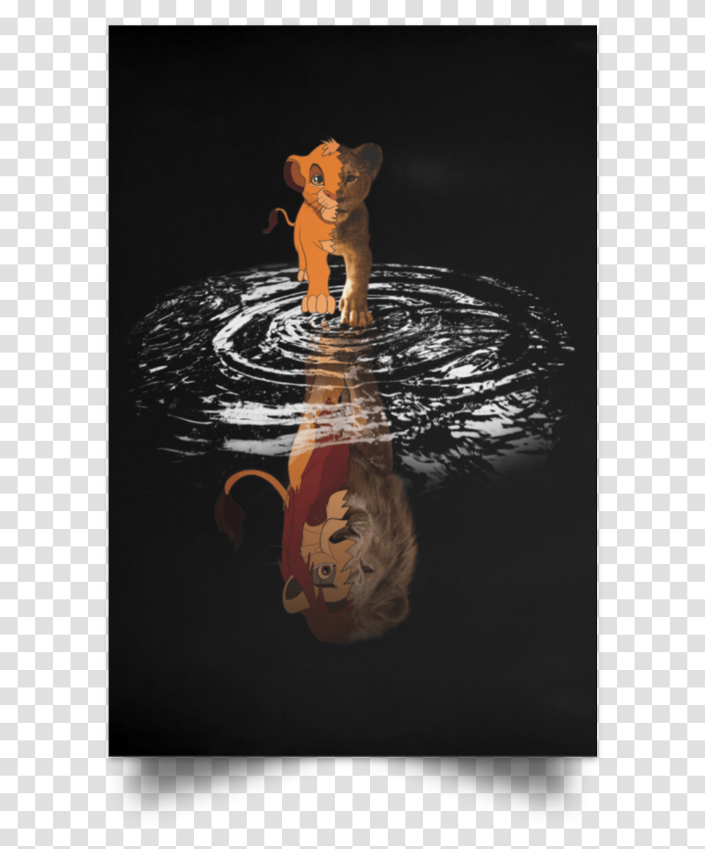 Lion King Water Reflection, Outdoors, Nature, Head, Mammal Transparent Png