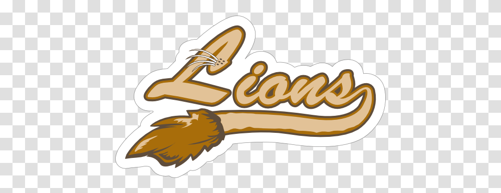 Lion Logo Type Mascot Sticker Clip Art, Food, Clothing, Text, Animal Transparent Png