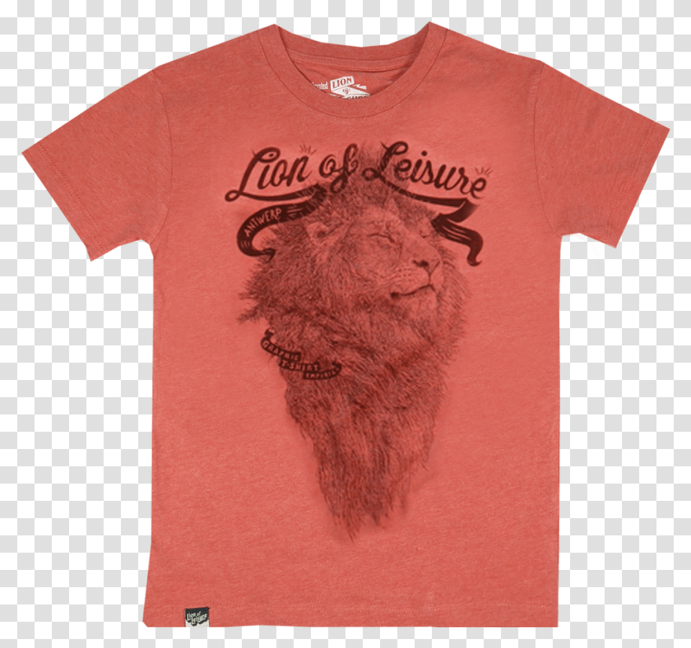 Lion Of Leisure T Shirt Lion Orange Mayonnaise Short Sleeve, Clothing, Apparel, T-Shirt, Plant Transparent Png