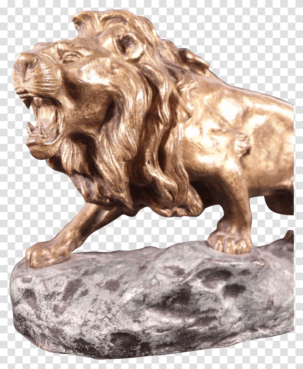 Lion Sculpture Lion Bronze Stine, Wildlife, Mammal, Animal, Figurine Transparent Png