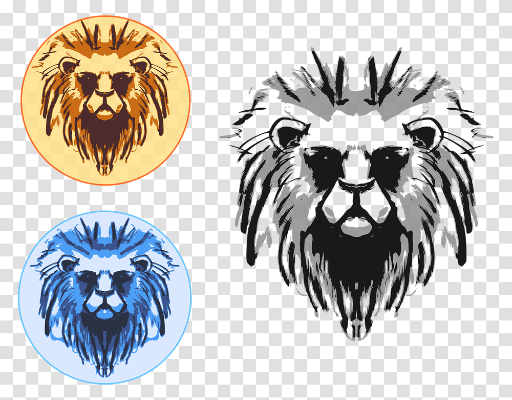 Lion Seal Stamp Vector Ink Logo Head Animal Blue Lion, Mammal, Face Transparent Png