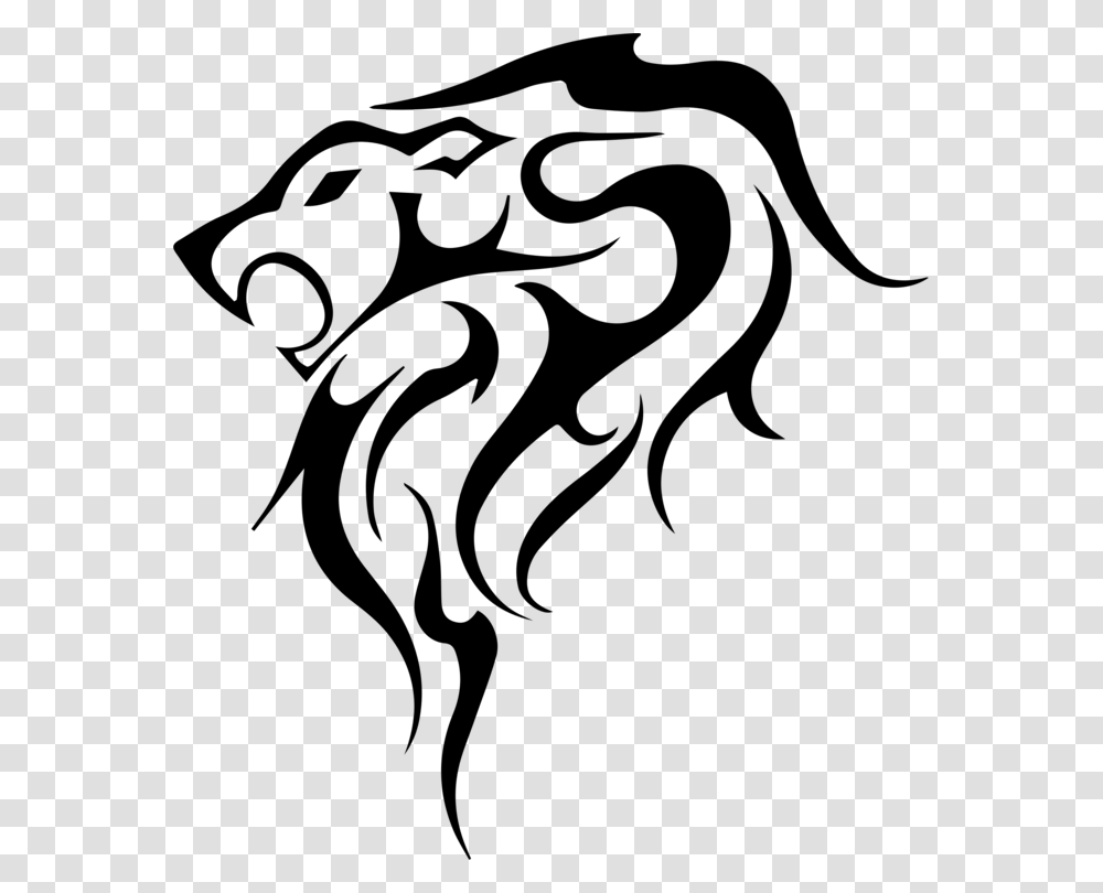 Lion Tattoo Flash Tribe Mane, Gray, World Of Warcraft Transparent Png