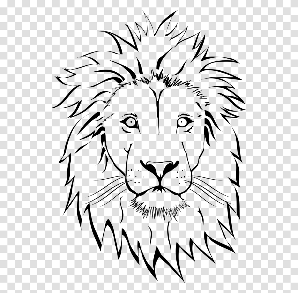 Lion Tattoo Image Free Download Searchpng Lion Face Line Drawing, Gray, World Of Warcraft Transparent Png